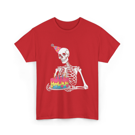 Skeleton Birthday Party Birthday T-Shirt - Red