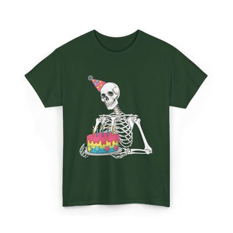 Skeleton Birthday Party Birthday T-Shirt - Forest Green