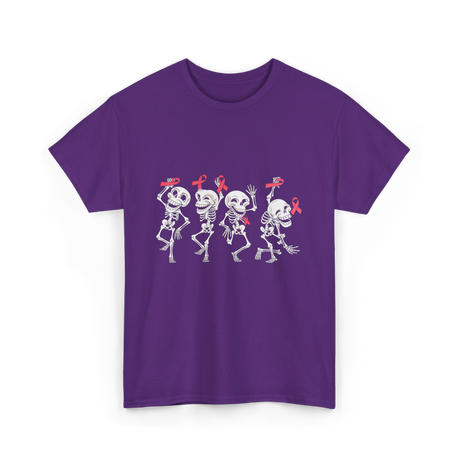 Skeleton Breast Cancer Awareness T-Shirt - Purple