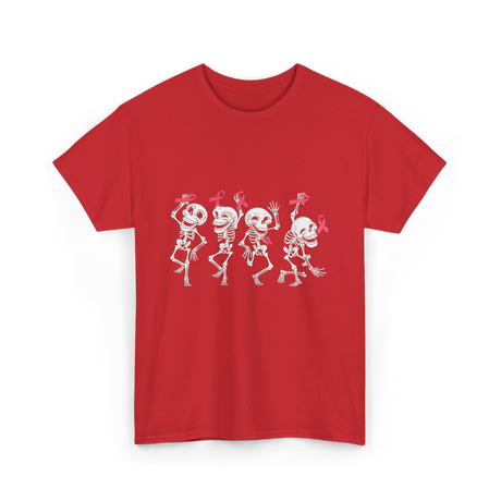 Skeleton Breast Cancer Awareness T-Shirt - Red