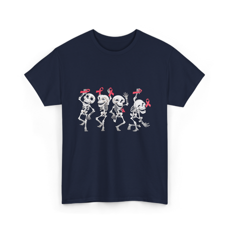 Skeleton Breast Cancer Awareness T-Shirt - Navy