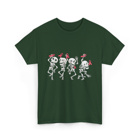 Skeleton Breast Cancer Awareness T-Shirt - Forest Green