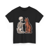 Skeleton Cat Halloween T-Shirt - Black