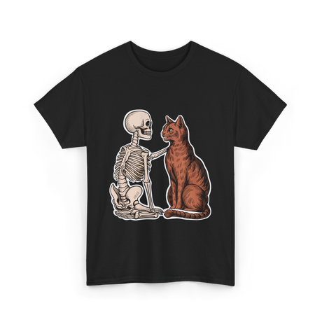 Skeleton Cat Halloween T-Shirt - Black