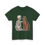 Skeleton Cat Halloween T-Shirt - Forest Green