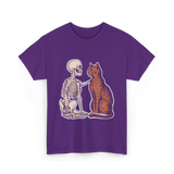 Skeleton Cat Halloween T-Shirt - Purple