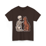 Skeleton Cat Halloween T-Shirt - Dark Chocolate