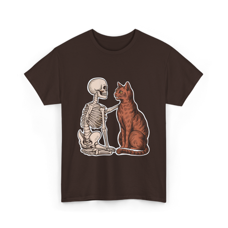 Skeleton Cat Halloween T-Shirt - Dark Chocolate