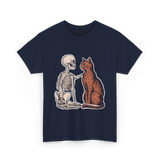 Skeleton Cat Halloween T-Shirt - Navy