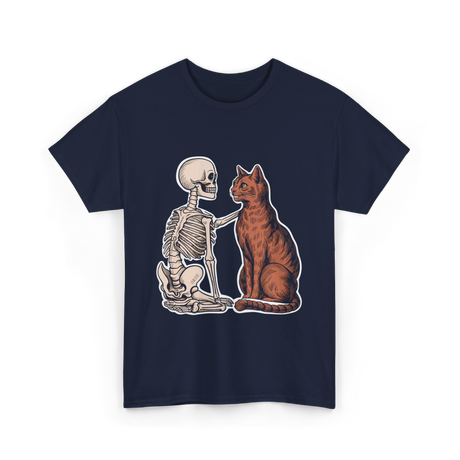 Skeleton Cat Halloween T-Shirt - Navy