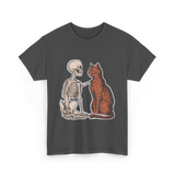 Skeleton Cat Halloween T-Shirt - Dark Heather