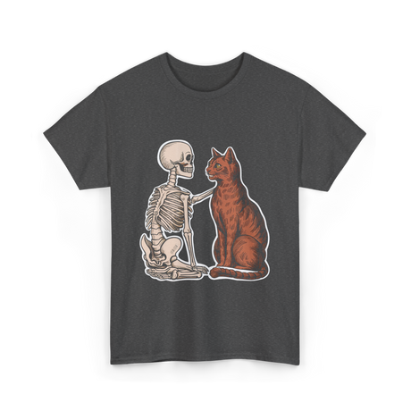 Skeleton Cat Halloween T-Shirt - Dark Heather