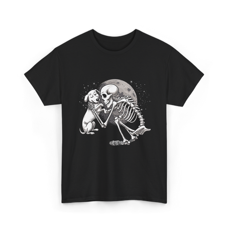 Skeleton Dog and Skeleton Human Halloween T-Shirt - Black