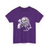 Skeleton Dog and Skeleton Human Halloween T-Shirt - Purple