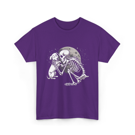 Skeleton Dog and Skeleton Human Halloween T-Shirt - Purple