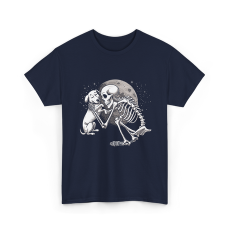 Skeleton Dog and Skeleton Human Halloween T-Shirt - Navy