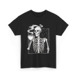 Skeleton Drinking Coffee Coffee Lover T-Shirt - Black