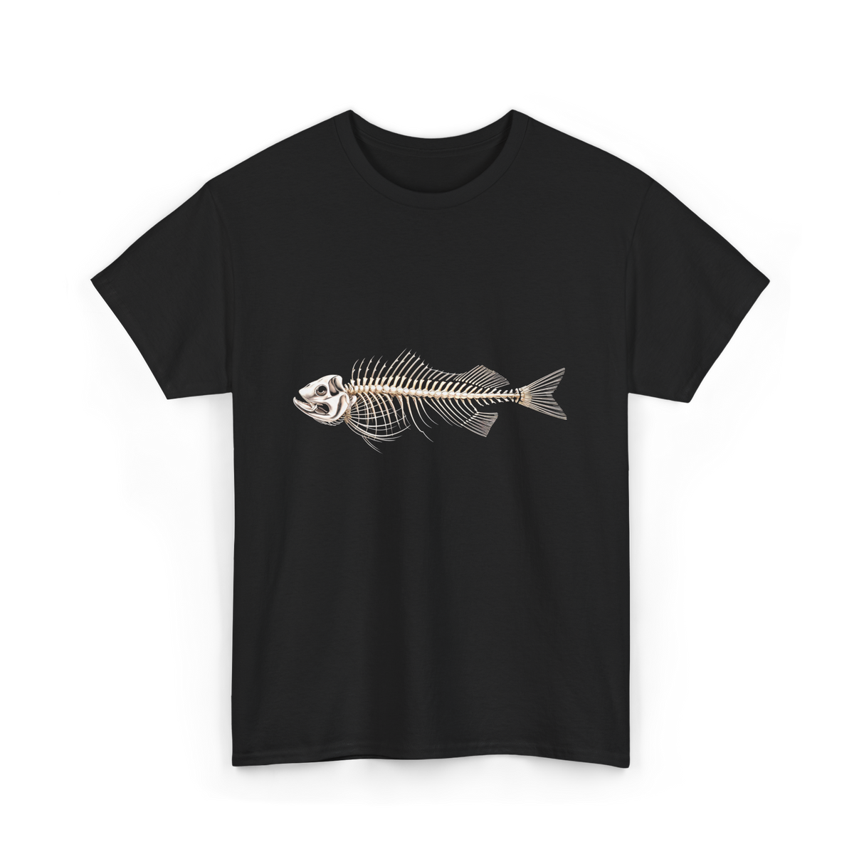 Skeleton Fish Fisherman Bones T-Shirt - Black