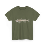 Skeleton Fish Fisherman Bones T-Shirt - Military Green