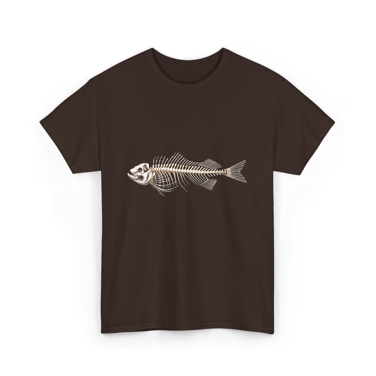 Skeleton Fish Fisherman Bones T-Shirt - Dark Chocolate