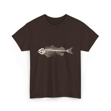 Skeleton Fish Fisherman Bones T-Shirt - Dark Chocolate