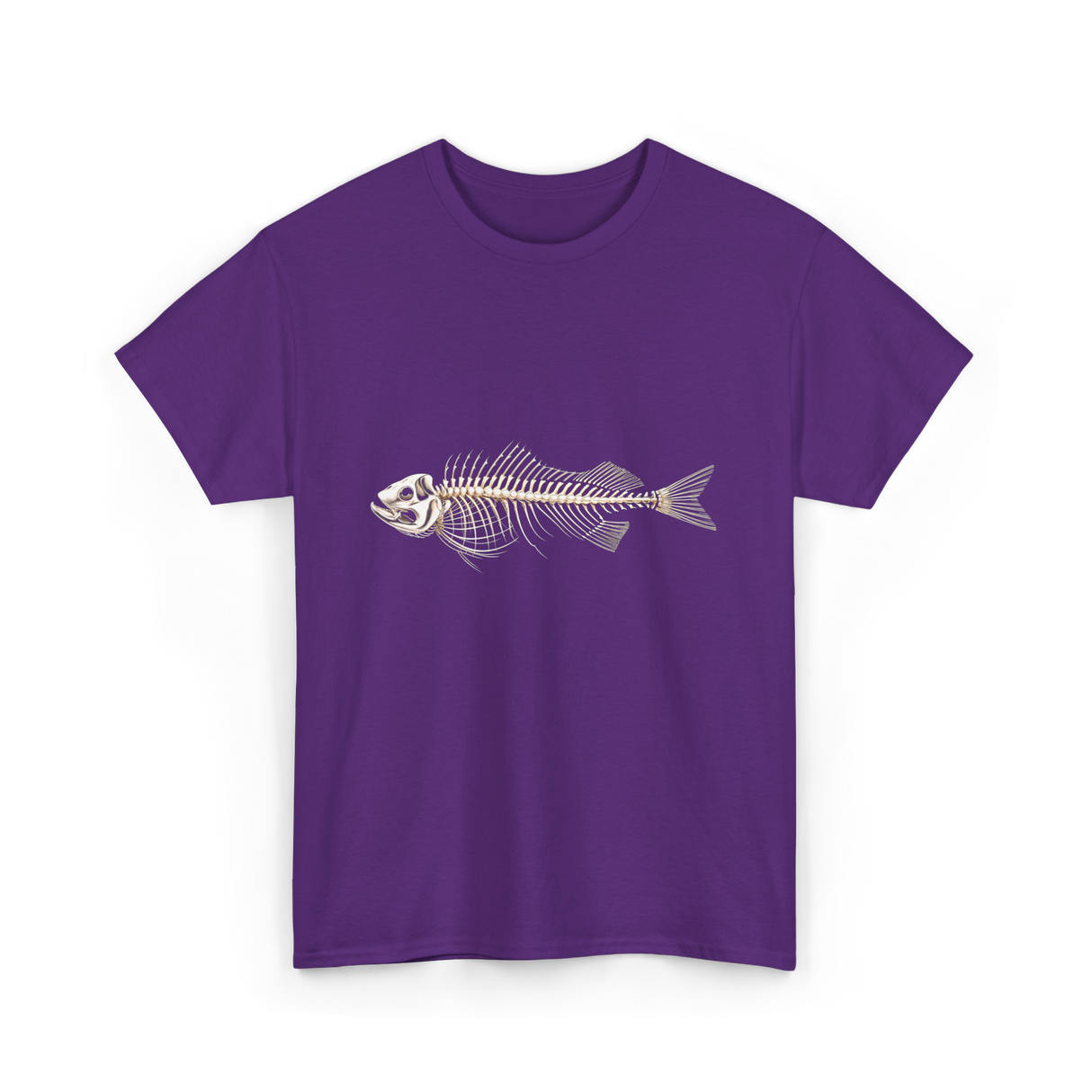 Skeleton Fish Fisherman Bones T-Shirt - Purple