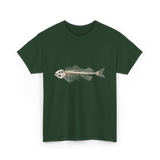 Skeleton Fish Fisherman Bones T-Shirt - Forest Green