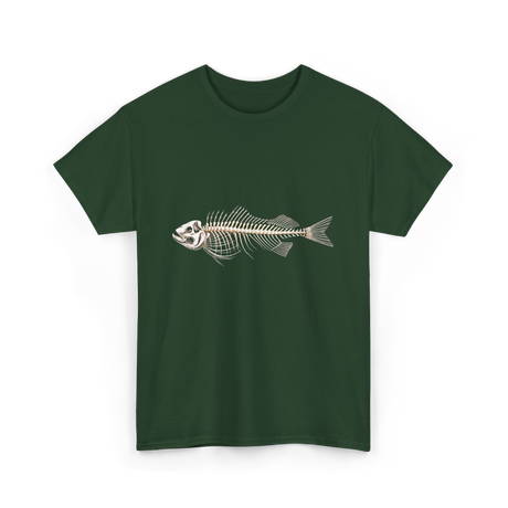 Skeleton Fish Fisherman Bones T-Shirt - Forest Green