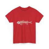 Skeleton Fish Fisherman Bones T-Shirt - Red