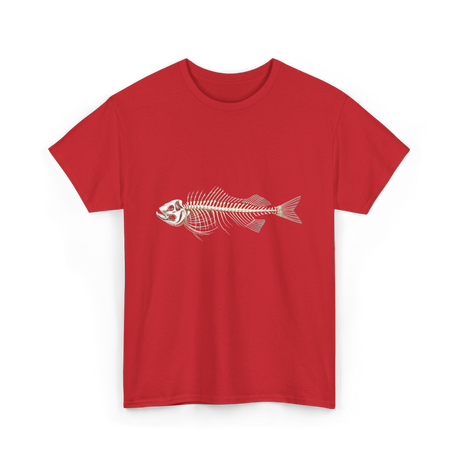 Skeleton Fish Fisherman Bones T-Shirt - Red