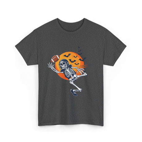 Skeleton Football Player Halloween Football T-Shirt - Dark Heather