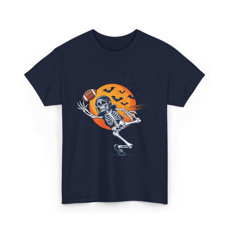 Skeleton Football Player Halloween Football T-Shirt - Navy