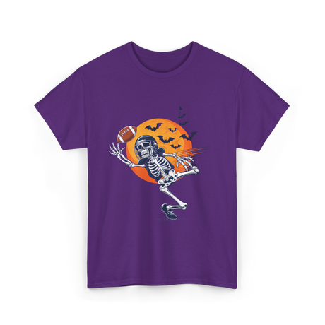 Skeleton Football Player Halloween Football T-Shirt - Purple