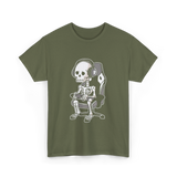 Skeleton Gamer Gaming Kids T-Shirt - Military Green