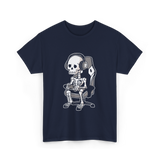 Skeleton Gamer Gaming Kids T-Shirt - Navy