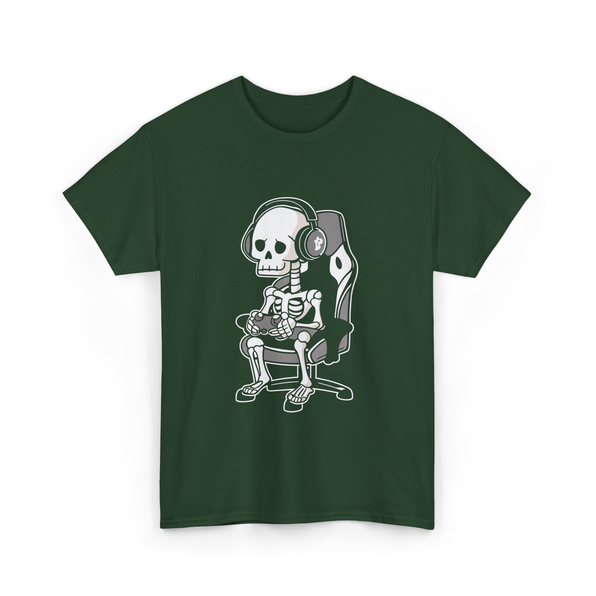 Skeleton Gamer Gaming Kids T-Shirt - Forest Green