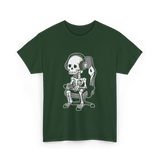 Skeleton Gamer Gaming Kids T-Shirt - Forest Green