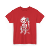 Skeleton Gamer Gaming Kids T-Shirt - Red