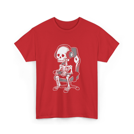 Skeleton Gamer Gaming Kids T-Shirt - Red