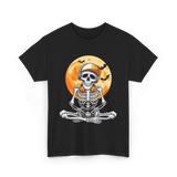 Skeleton Gamer Halloween Gaming T-Shirt - Black