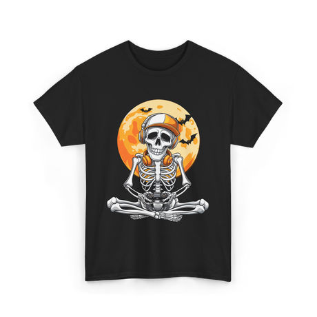 Skeleton Gamer Halloween Gaming T-Shirt - Black