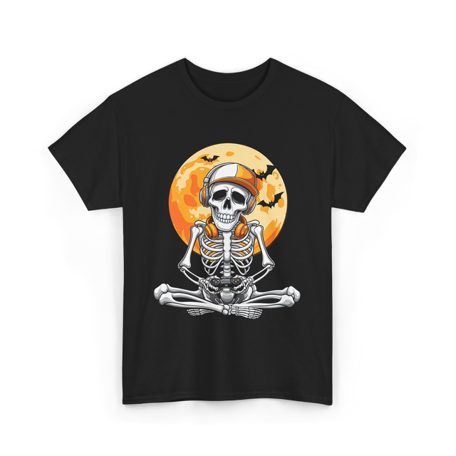 Skeleton Gamer Halloween Gaming T-Shirt - Black