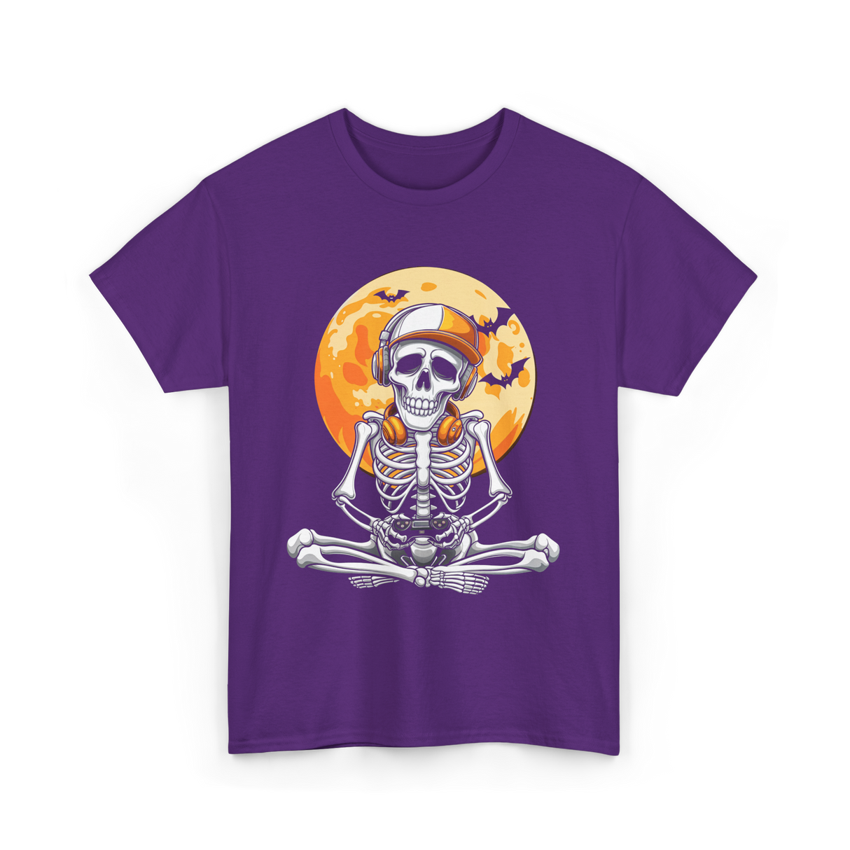 Skeleton Gamer Halloween Gaming T-Shirt - Purple