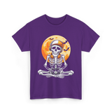 Skeleton Gamer Halloween Gaming T-Shirt - Purple