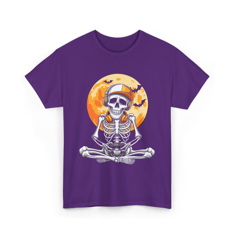 Skeleton Gamer Halloween Gaming T-Shirt - Purple