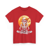 Skeleton Gamer Halloween Gaming T-Shirt - Red