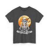 Skeleton Gamer Halloween Gaming T-Shirt - Dark Heather