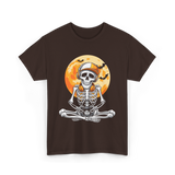 Skeleton Gamer Halloween Gaming T-Shirt - Dark Chocolate