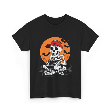 Skeleton Gamer Halloween Video Game T-Shirt - Black