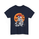 Skeleton Gamer Halloween Video Game T-Shirt - Navy